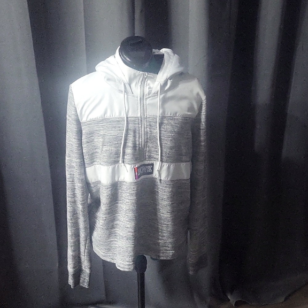 Pink Victoria's Secret Sport Hot Grey Athletic Zip Up Hoodie